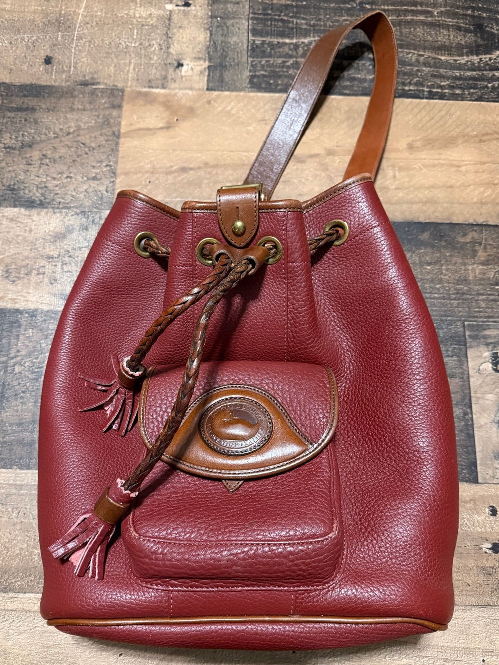 Dooney & Bourke Vintage 1990s Leather Drawstring Sling Bag